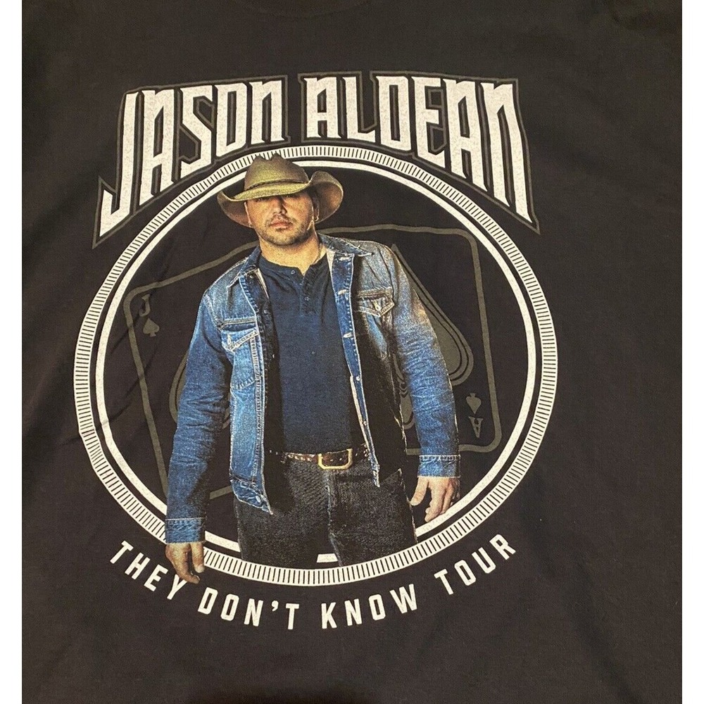 Jason Aldean Mens Graphic T Shirt Short Sleeve Black 2XL They don't know tour